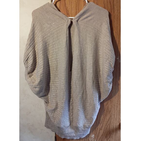 WHBM Neutral Cocoon Dolman Knit Top Medium V Neck Oversized Minimalist Capsule - Picture 2 of 11